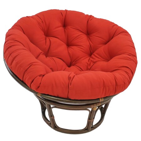 International Caravan 42 in. Rattan Papasan Chair with Solid Twill Cushion, Red 3312-TW-RD